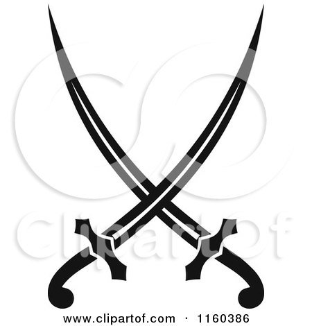 Clipart of Black and White Crossed Swords Version 13 - Royalty Free Vector Illustration by Vector Tradition SM