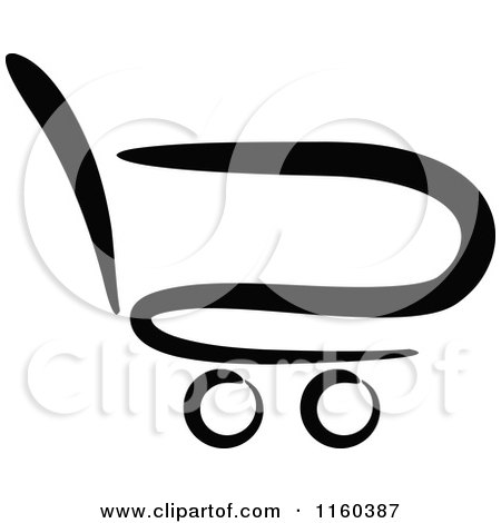 Clipart of a Black and White Shopping Cart - Royalty Free Vector Illustration by Vector Tradition SM