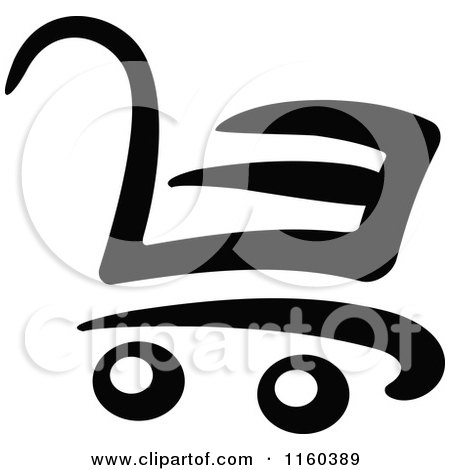 Clipart of a Black and White Shopping Cart Version 3 - Royalty Free Vector Illustration by Vector Tradition SM