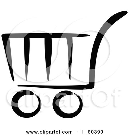 Clipart of a Black and White Shopping Cart Version 4 - Royalty Free