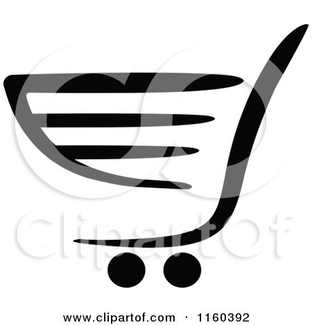 Clipart of a Black and White Shopping Cart Version 6 - Royalty Free Vector Illustration by Vector Tradition SM