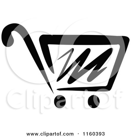 Clipart of a Black and White Shopping Cart Version 7 - Royalty Free