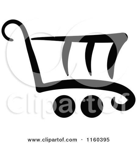 Clipart of a Black and White Shopping Cart Version 9 - Royalty Free Vector Illustration by Vector Tradition SM