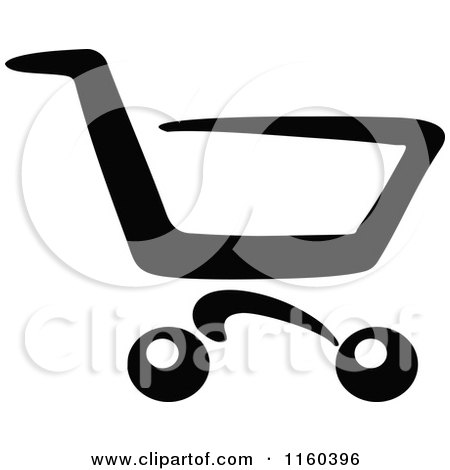 Clipart of a Black and White Shopping Cart Version 10 - Royalty Free Vector Illustration by Vector Tradition SM