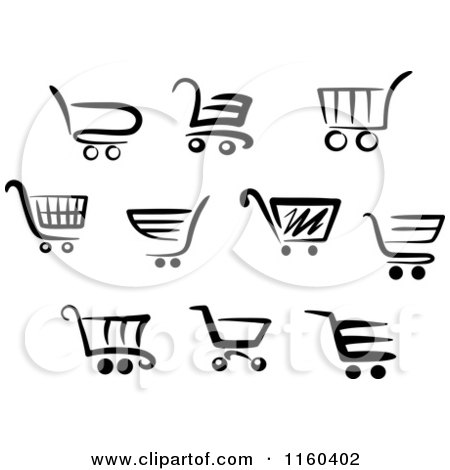Clipart of Black and White Shopping Carts - Royalty Free Vector Illustration by Vector Tradition SM