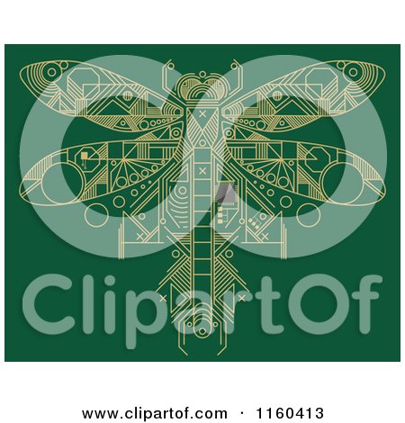Clipart of a Dragonfly Motherboard Computer Chip - Royalty Free Vector Illustration by Vector Tradition SM