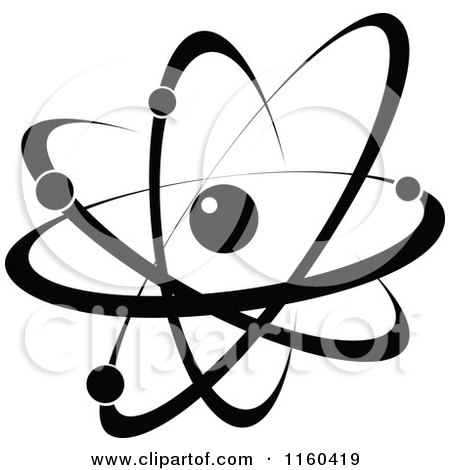 Clipart of a Black and White Atom 8 - Royalty Free Vector Illustration by Vector Tradition SM