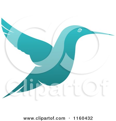 Clipart of a Gradient Turquoise Hummingbird - Royalty Free Vector Illustration by Vector Tradition SM