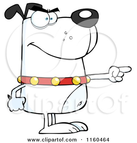 Cartoon of an Angry White Dog Standing and Pointing - Royalty Free Vector Clipart by Hit Toon