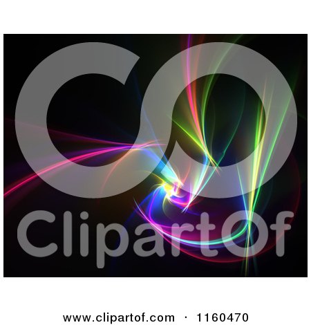 Clipart of Colorful Fractal Lights on Black - Royalty Free CGI Illustration by Arena Creative
