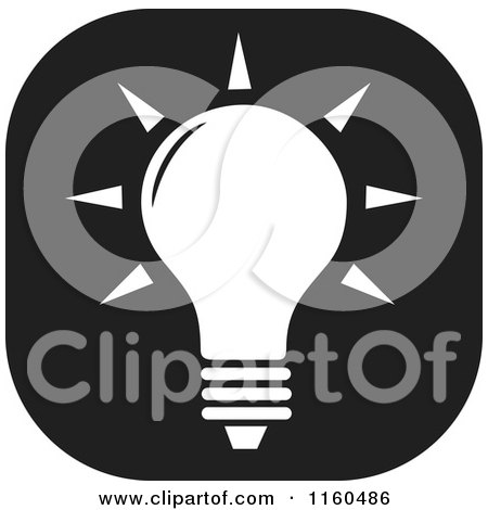 Clipart of a Black and White Lightbulb Icon - Royalty Free Vector Illustration by Johnny Sajem