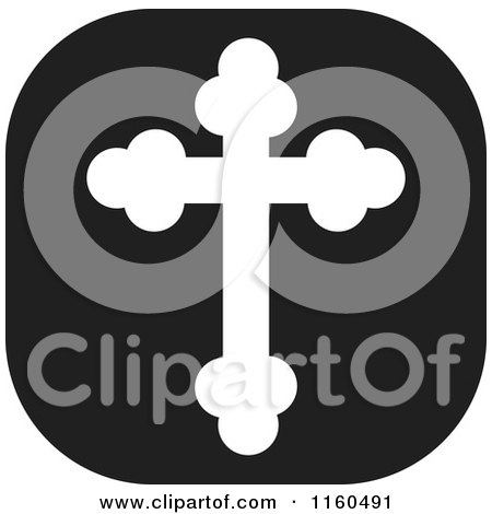 Clipart of a Black and White Orthodox Christian Cross Icon 2 - Royalty Free Vector Illustration by Johnny Sajem