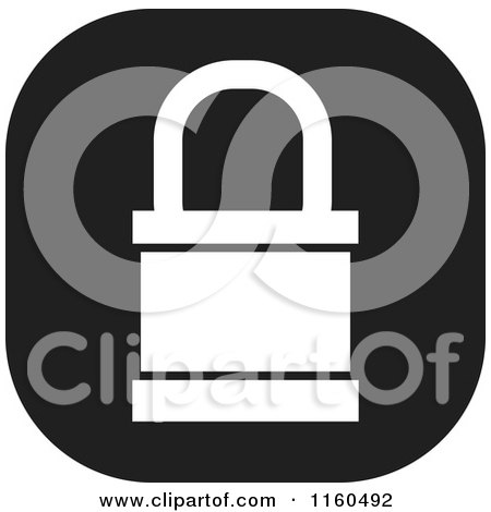Clipart of a Black and White Secured Padlock Icon - Royalty Free Vector Illustration by Johnny Sajem