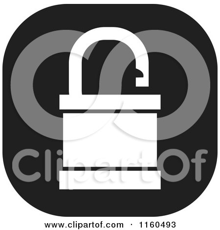 Clipart of a Black and White Open Padlock Icon - Royalty Free Vector Illustration by Johnny Sajem