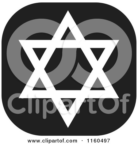 Clipart of a Black and White Star of David Icon - Royalty Free Vector Illustration by Johnny Sajem