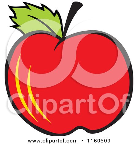 Cartoon of a Red Apple - Royalty Free Vector Clipart by Johnny Sajem