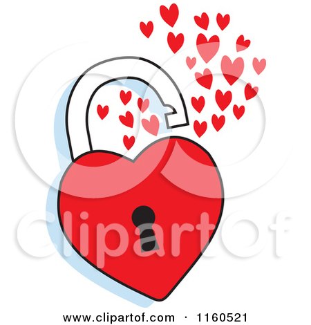 Cartoon of an Open Red Heart Padlock - Royalty Free Vector Clipart by Johnny Sajem