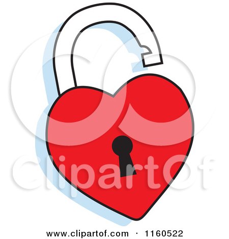 Cartoon of a Red Heart Padlock - Royalty Free Vector Clipart by Johnny Sajem