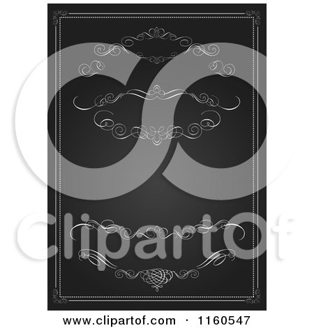 Clipart of a Black and White Vintage Wedding Invitation with Swirls - Royalty Free Vector Illustration by BestVector
