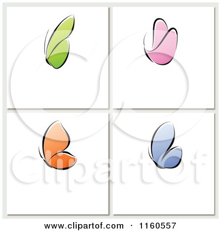 Clipart of Tiles of Colorful Butterflies with Copyspace - Royalty Free Vector Illustration by elena