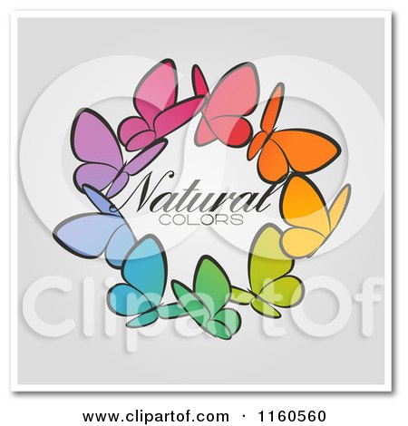Clipart of a Ring of Colorful Butterflies with Natural Colors Text - Royalty Free Vector Illustration by elena