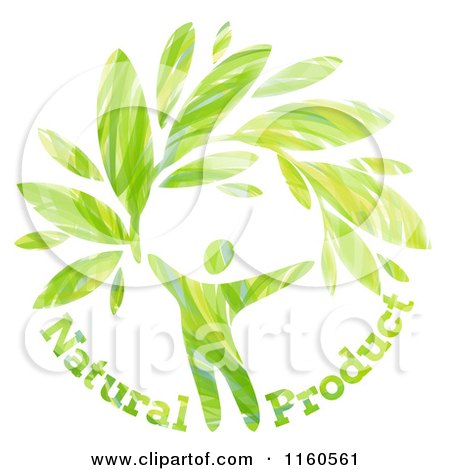 Clipart of a Green Man with Leaves and Natural Product Text - Royalty Free Vector Illustration by elena