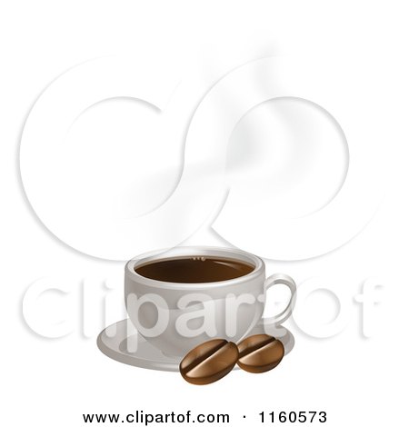 Clipart of a Hot Cup of Coffee with Beans - Royalty Free Vector Illustration by AtStockIllustration