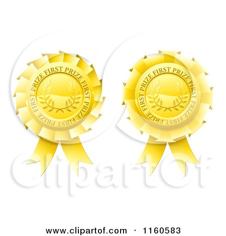Clipart of Golden First Price Medal Rosettes - Royalty Free Vector Illustration by AtStockIllustration