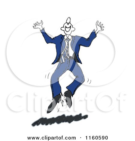 Cartoon of a Sketched Happy Businessman Jumping up and down - Royalty Free  Vector Clipart by tdoes #1160590