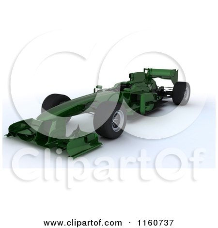 Clipart of a 3d Green Forumula One Race Car - Royalty Free CGI Illustration by KJ Pargeter