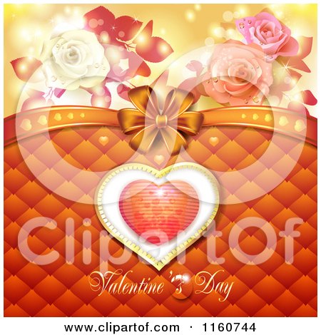 Clipart of a Valentines Day Background with Roses and a Heart - Royalty Free Vector Illustration by merlinul