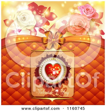 Clipart of a Valentines Day Background with Roses and a Heart 2 - Royalty Free Vector Illustration by merlinul