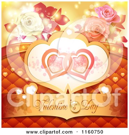 Clipart of a Valentines Day Background with Roses and Hearts - Royalty Free Vector Illustration by merlinul