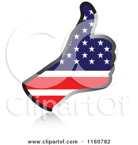 Clipart of a Flag of America Thumb up Hand - Royalty Free Vector Illustration by Andrei Marincas