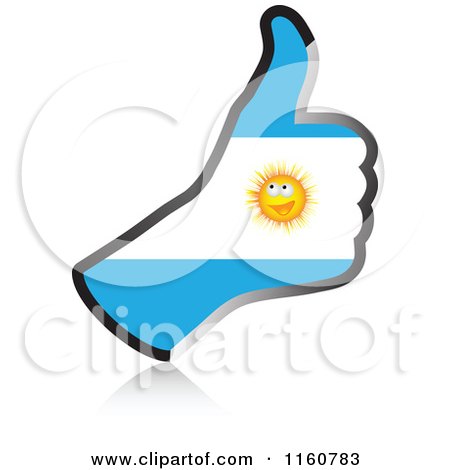 Clipart of a Flag of Argentina Thumb up Hand - Royalty Free Vector Illustration by Andrei Marincas