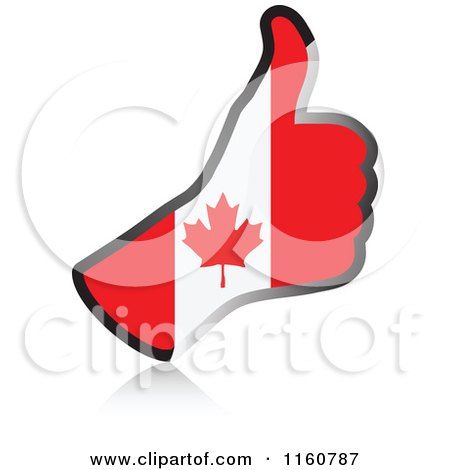 Clipart of a Flag of Canada Thumb up Hand - Royalty Free Vector Illustration by Andrei Marincas