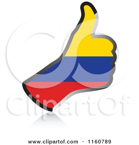 Clipart of a Flag of Columbia Thumb up Hand - Royalty Free Vector Illustration by Andrei Marincas