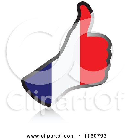 Clipart of a Flag of France Thumb up Hand - Royalty Free Vector Illustration by Andrei Marincas
