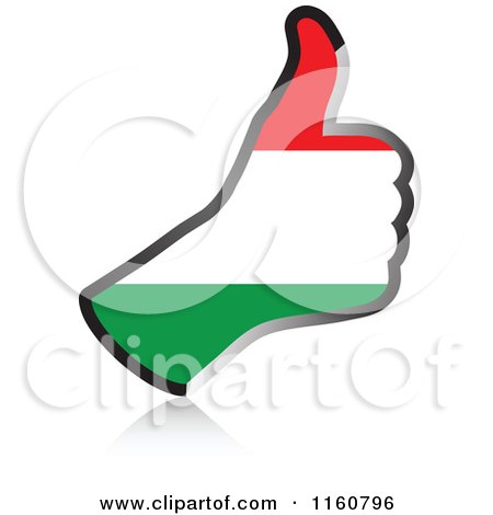 Clipart of a Flag of Hungary Thumb up Hand - Royalty Free Vector Illustration by Andrei Marincas
