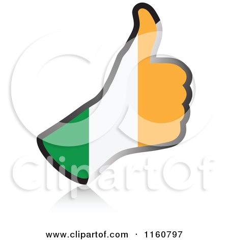 Clipart of a Flag of Ireland Thumb up Hand - Royalty Free Vector Illustration by Andrei Marincas