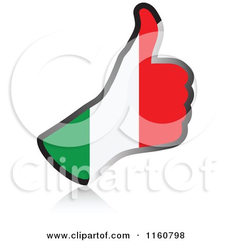 Clipart of a Flag of Italy Thumb up Hand - Royalty Free Vector Illustration by Andrei Marincas