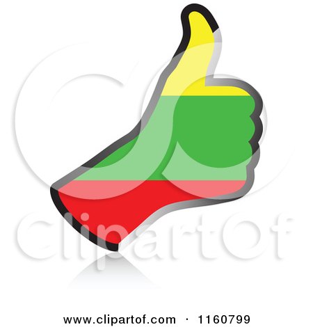 Clipart of a Flag of Lithuania Thumb up Hand - Royalty Free Vector Illustration by Andrei Marincas