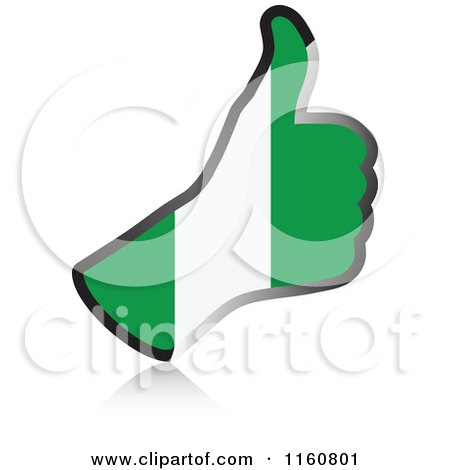 Clipart of a Flag of Nigeria Thumb up Hand - Royalty Free Vector Illustration by Andrei Marincas