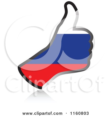 Clipart of a Flag of Russia Thumb up Hand - Royalty Free Vector Illustration by Andrei Marincas