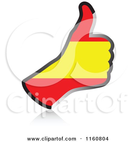 Clipart of a Flag of Spain Thumb up Hand - Royalty Free Vector Illustration by Andrei Marincas