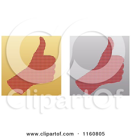 Clipart of Gold and Silver Thumb up Icons - Royalty Free Vector Illustration by Andrei Marincas