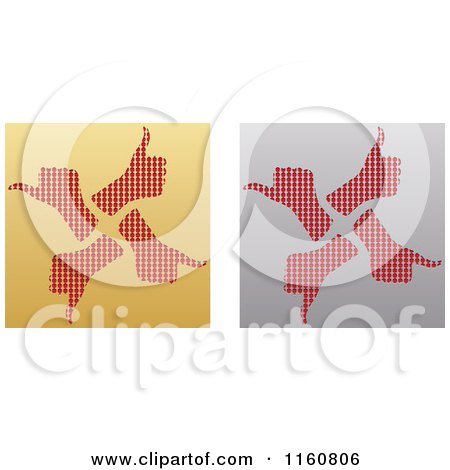 Clipart of Gold and Silver Thumb up Hands Icons - Royalty Free Vector Illustration by Andrei Marincas