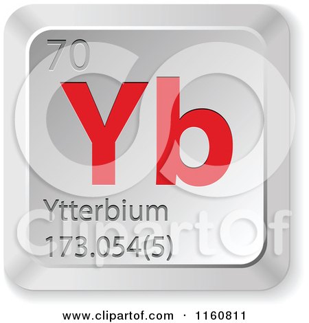 Clipart of a 3d Red and Silver Ytterbium Chemical Element Keyboard Button - Royalty Free Vector Illustration by Andrei Marincas