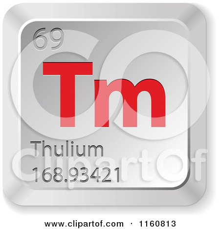 Clipart of a 3d Red and Silver Thulium Chemical Element Keyboard Button - Royalty Free Vector Illustration by Andrei Marincas