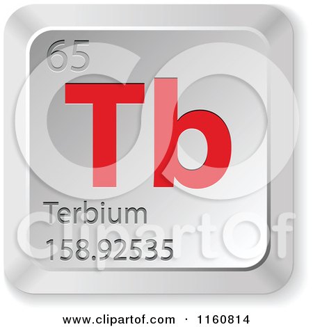 Clipart of a 3d Red and Silver Terbium Chemical Element Keyboard Button - Royalty Free Vector Illustration by Andrei Marincas